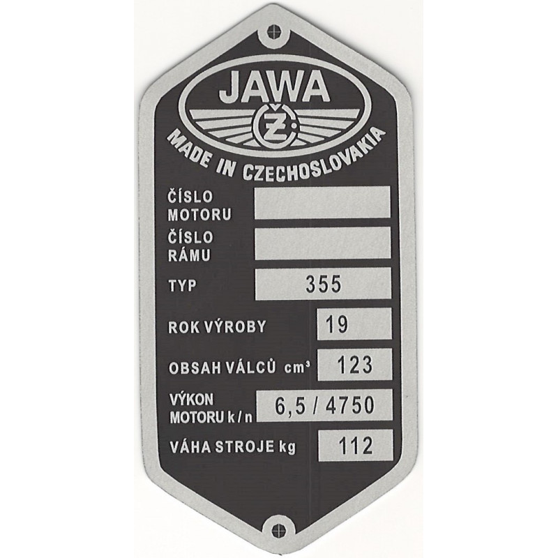 štítok Jawa/ČZ 355