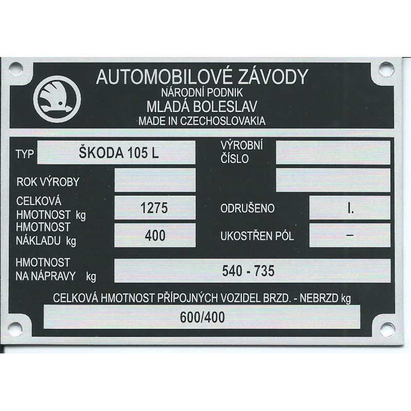 štítok Škoda 105 L