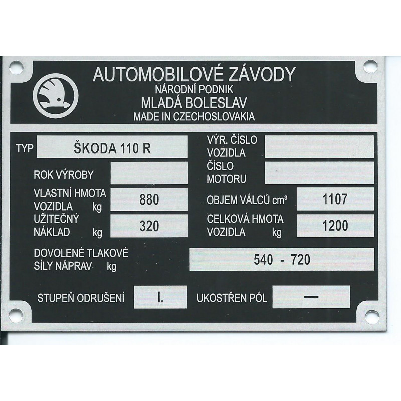 štítok Škoda 110 R