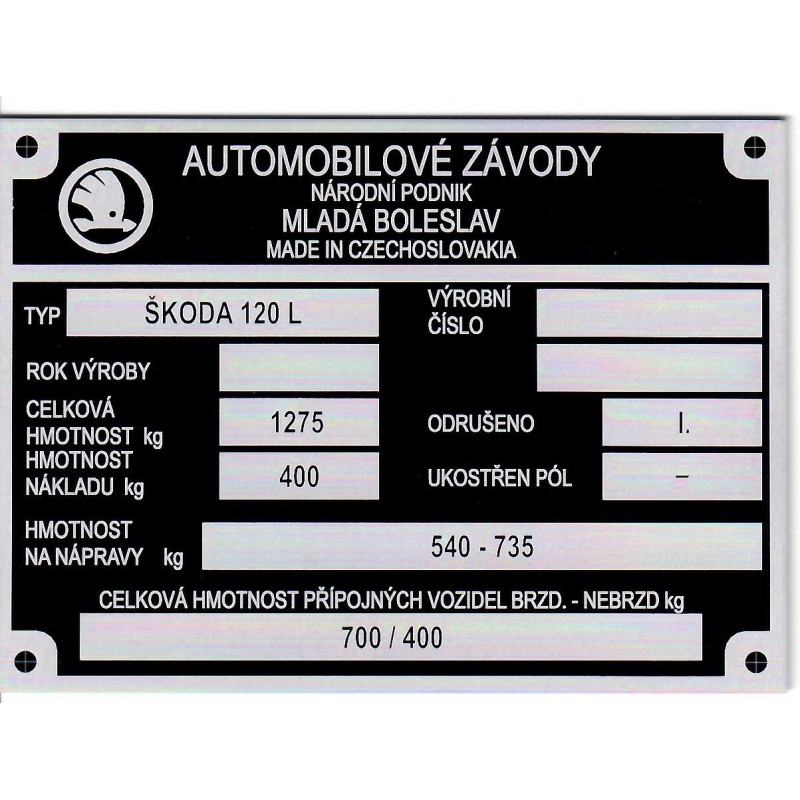 štítok Škoda 120 L