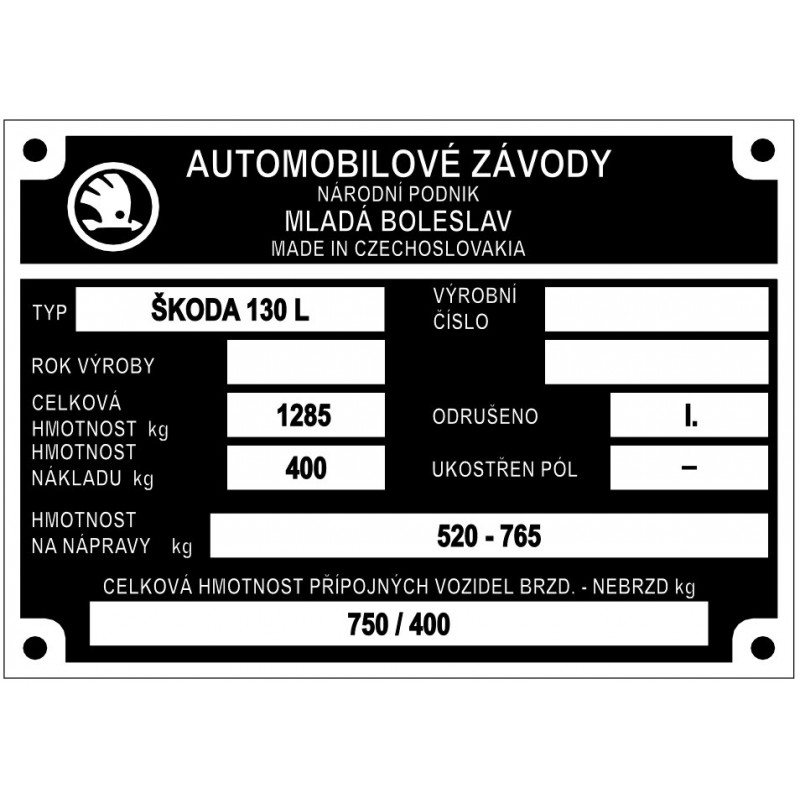 štítok Škoda 130 L