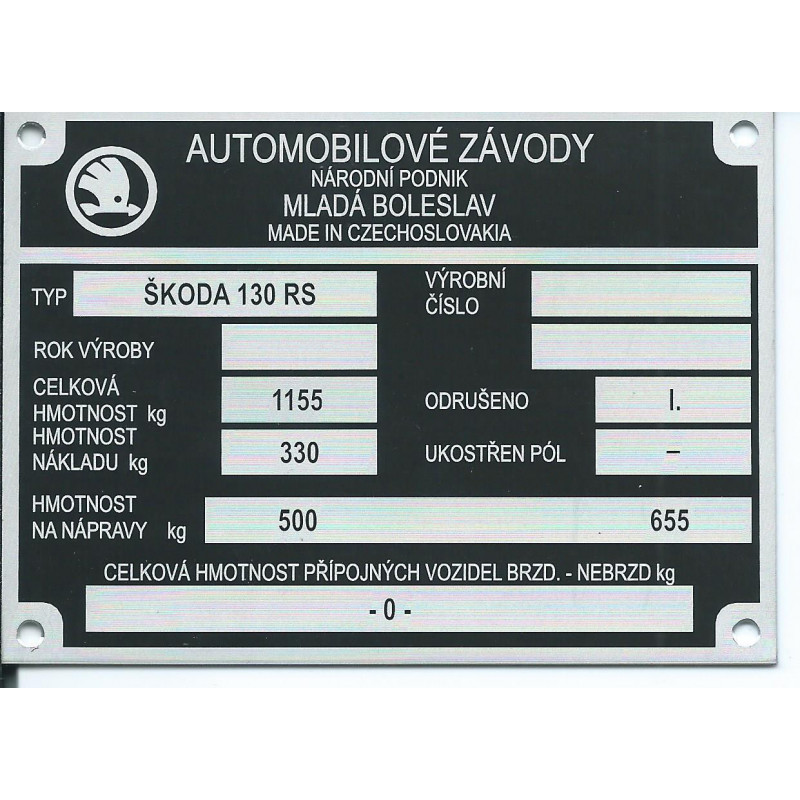 štítok Škoda 130RS