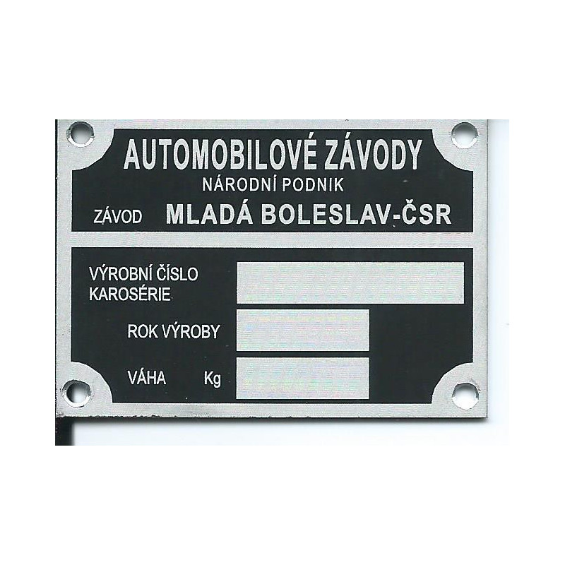 štítok Škoda univerzálny Mladá Boleslav-ČSR malý