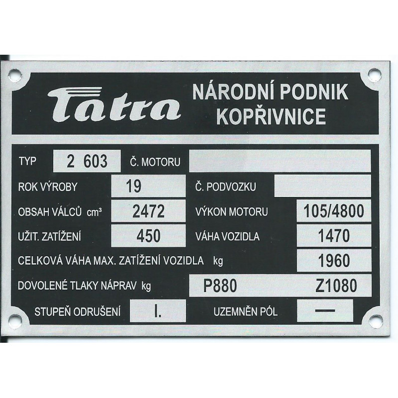 štítok Tatra 2 603