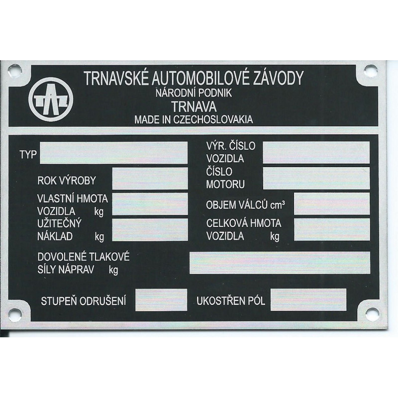 štítok TAZ (Trnavské Automobilové Závody) štítok TAZ (Trnavské Automobilové Závody)