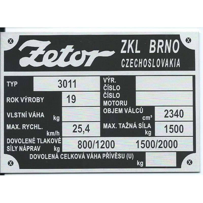 štítok Zetor 3011