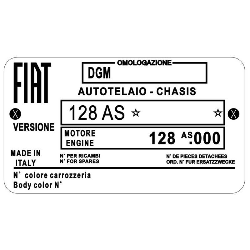 štítok Fiat 128AS