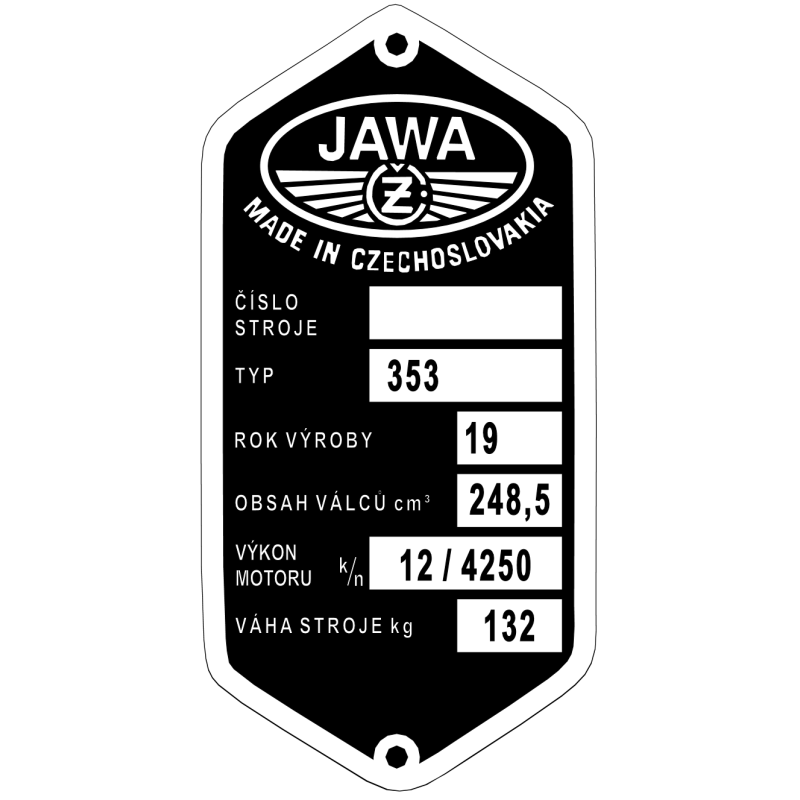 štítok Jawa/ČZ 353-2